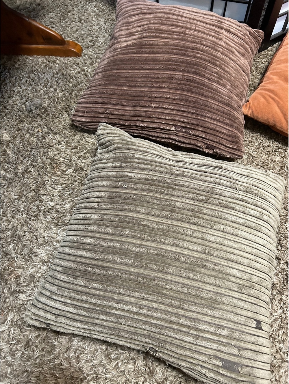 Set of Two Decorative Ribbed Velvet Throw Pillows